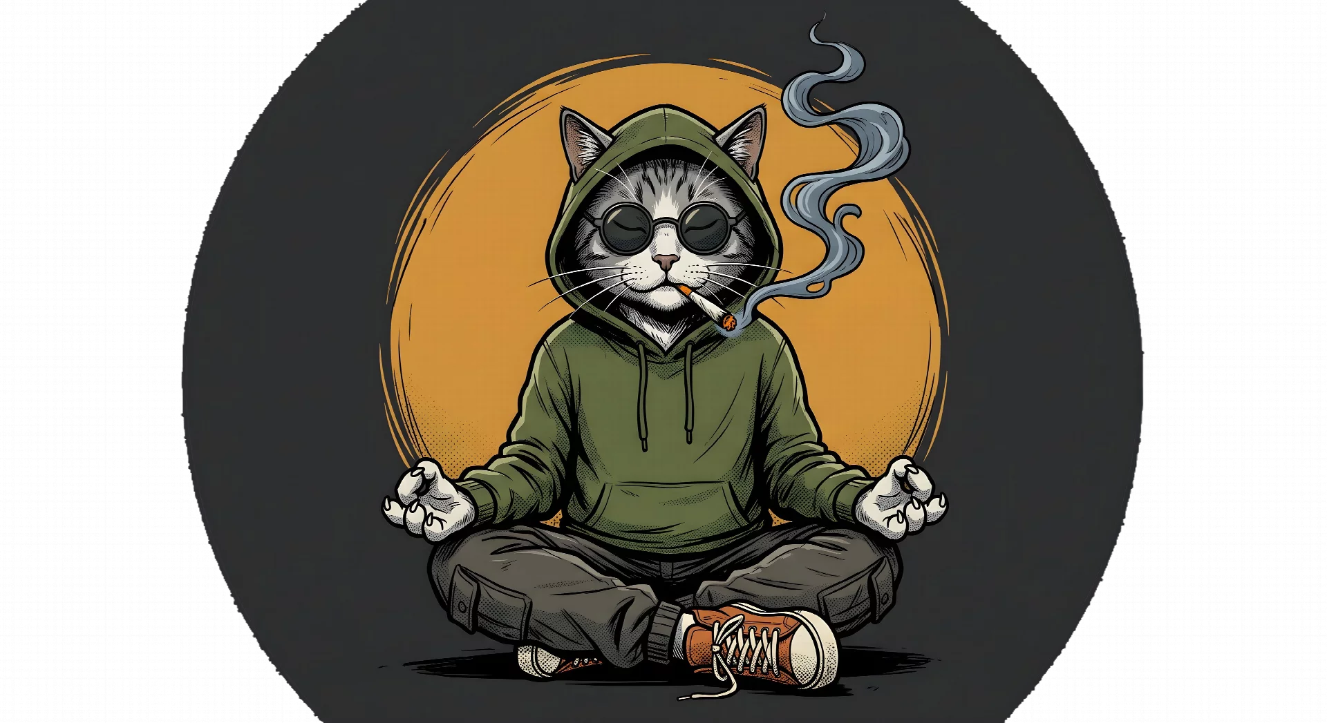 Zen Cat Oversized Tee White