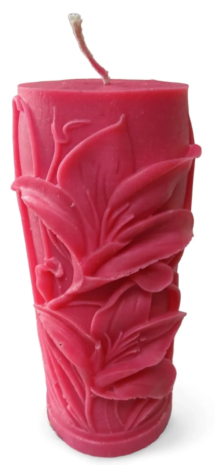 Pink Floral Carved Pillar Candle Room Freshener 11.5x5x5.5
