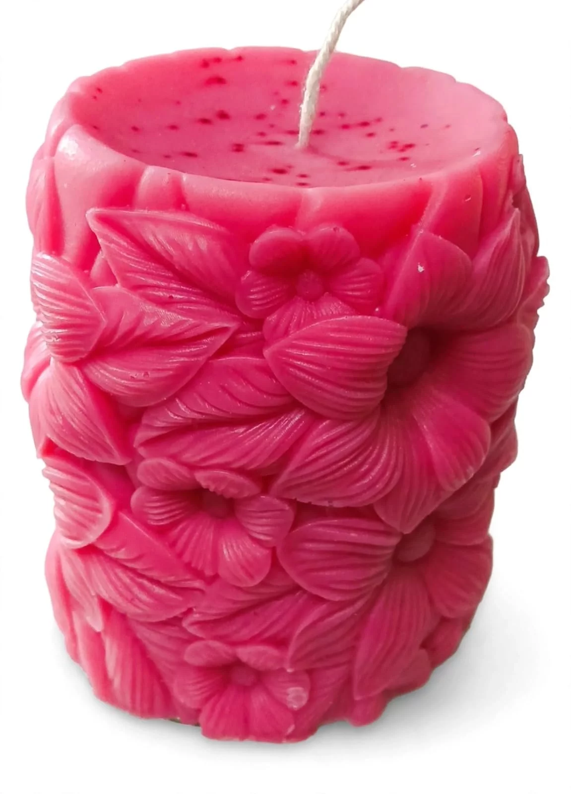 Pink Floral Pillar Candle 9x6x6 cm, 195g Room Freshener