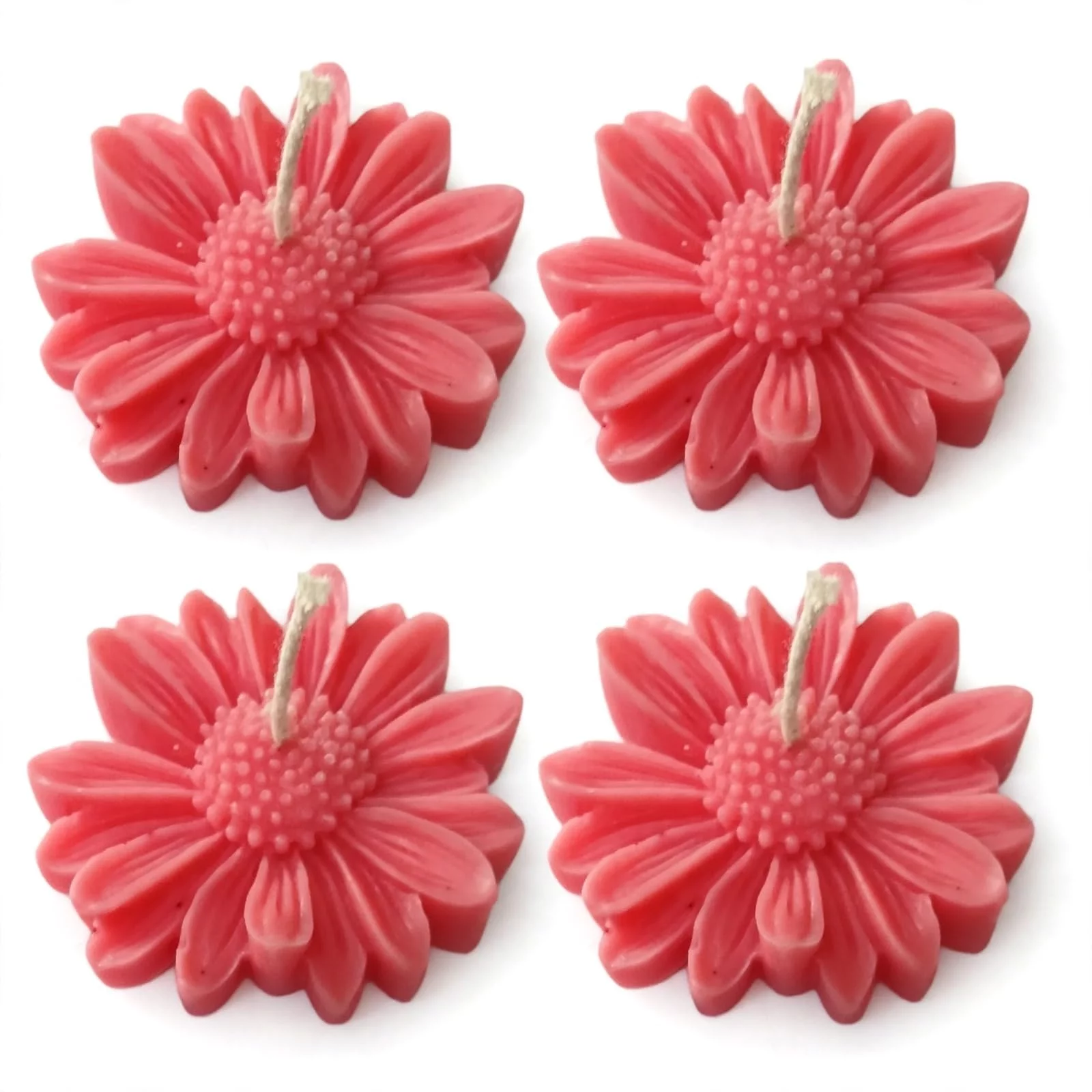Daisy Flower Shaped Candles Pack of 4, 6cm, 60g Each