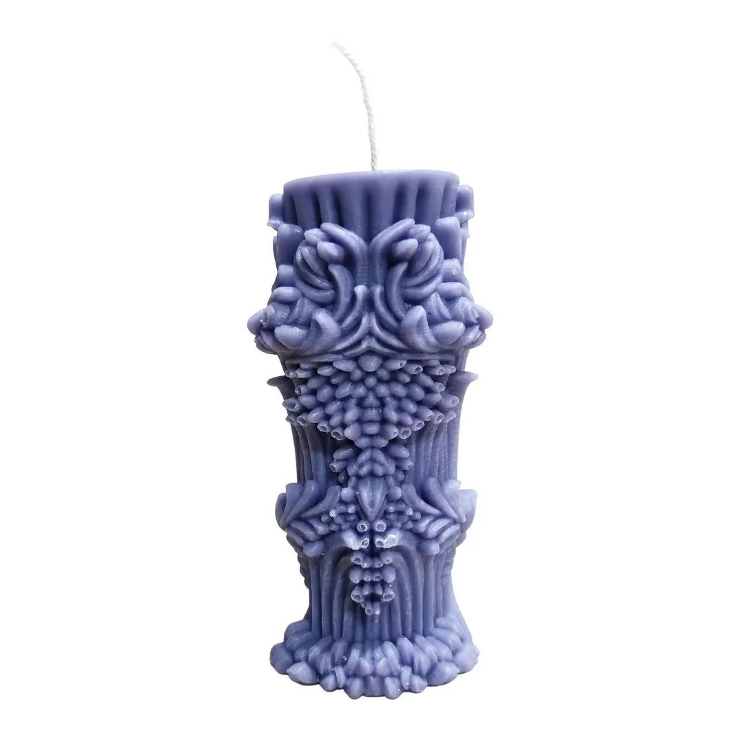 Baroque Pillar Candle Lavender Purple 12.29 x 5.79 cm Soy