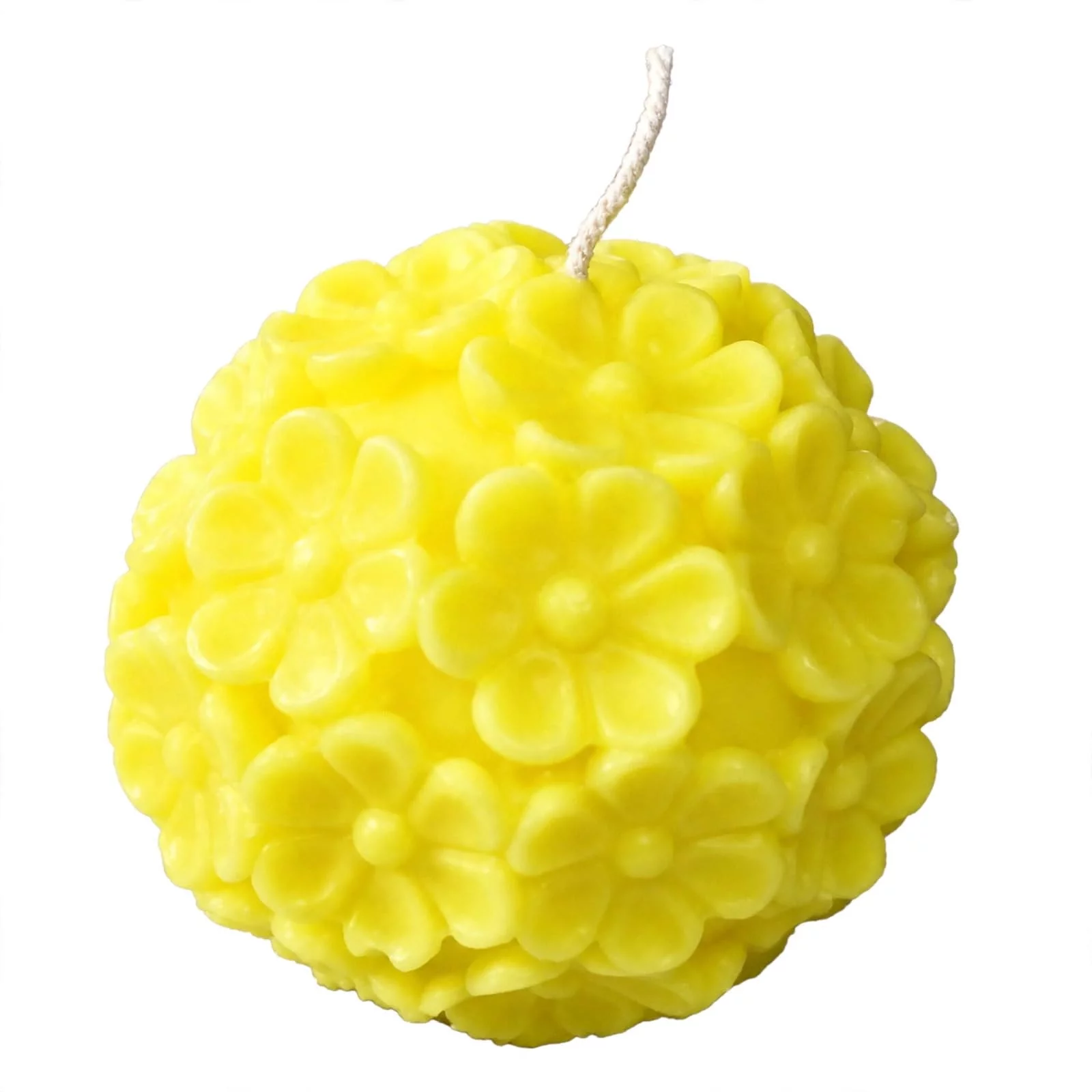 Yellow Floral Ball Candle for Easter Spring Decor, 8x6 cm
