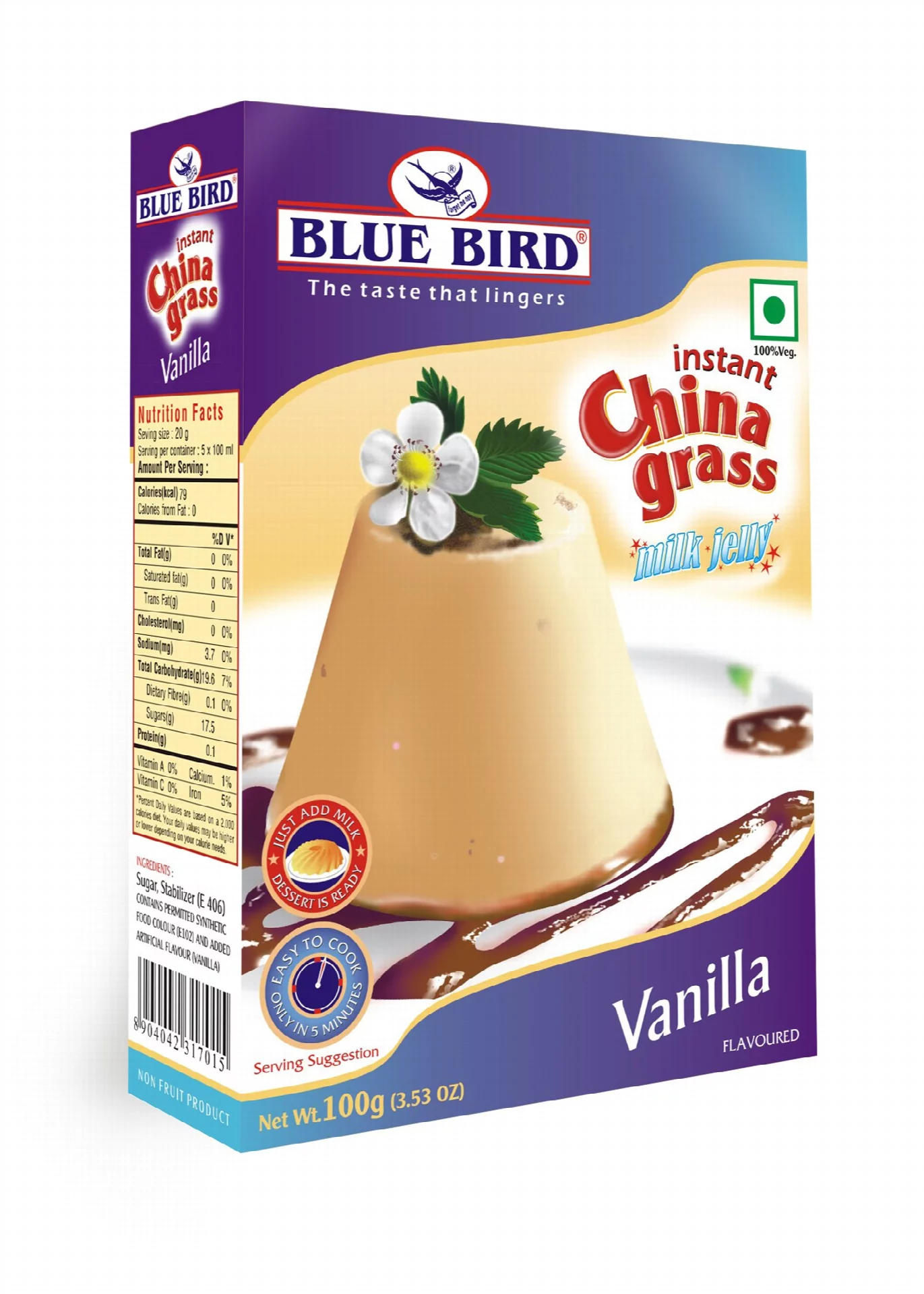 BLUE BIRD INSTANT CHINA GRASS MILK JELLY STRAWBERRY MUMBAI