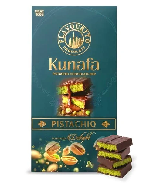 Flavourito Kunafa Pistachio Chocolate Bar 100g