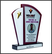 Decorative Wooden Momento Trophy with Golden Foil Design