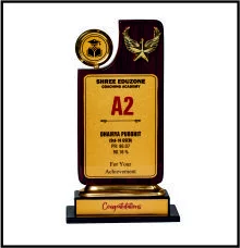 Decorative Wooden Momento Trophy with Golden Foil Design