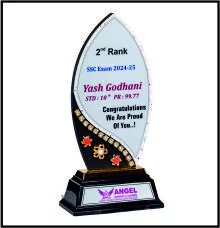 Decorative Wooden Momento Trophy with Golden Foil Design