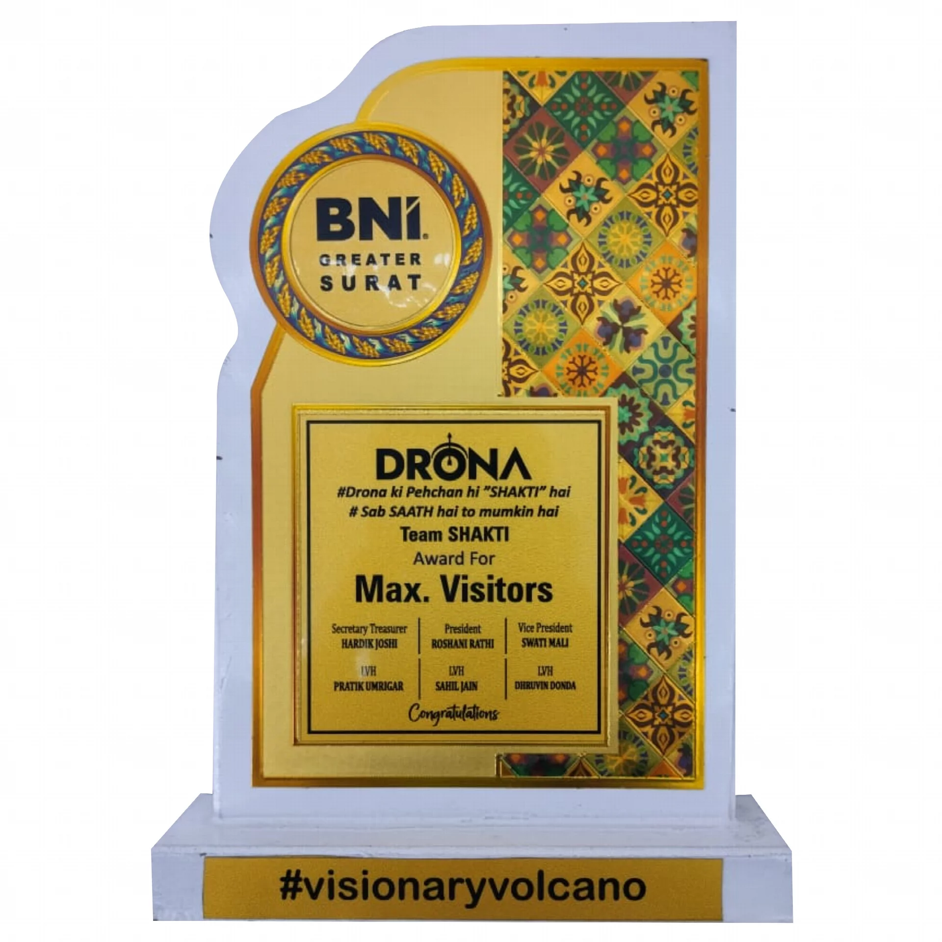 Decorative Wooden Momento Trophy with Golden & Silver Foil
