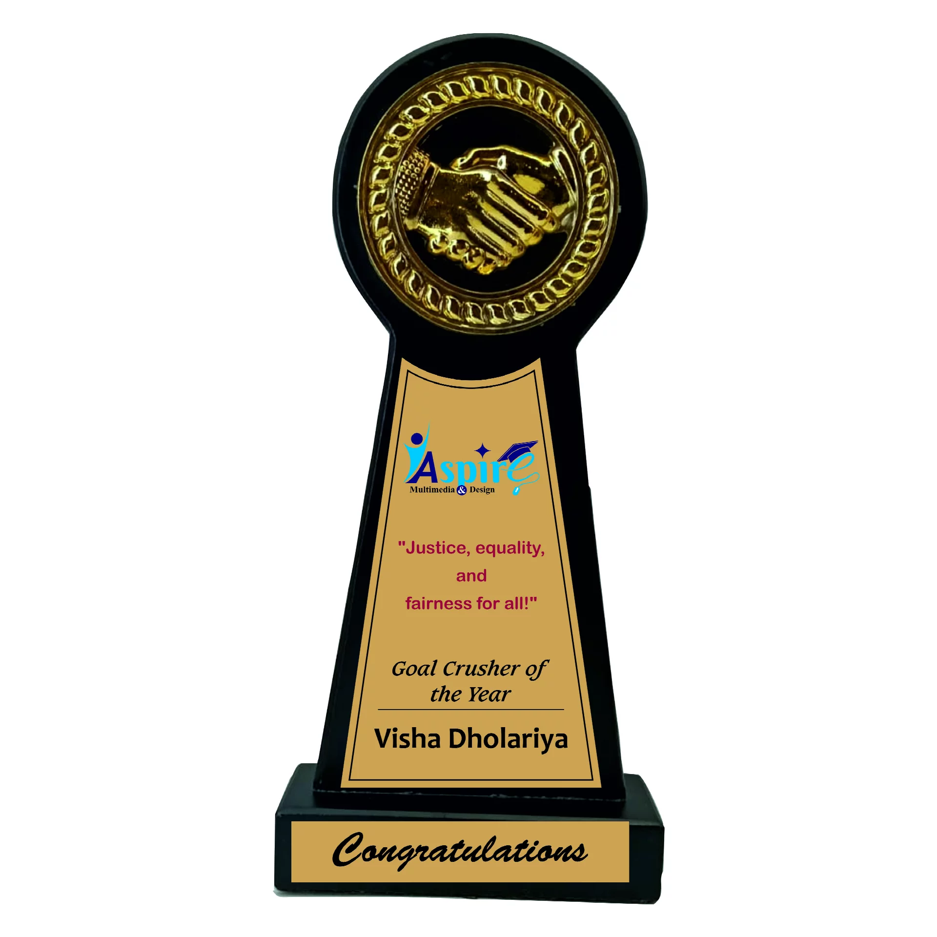 Premium Wooden Award Featuring Gold & Silver Foil Decoration
