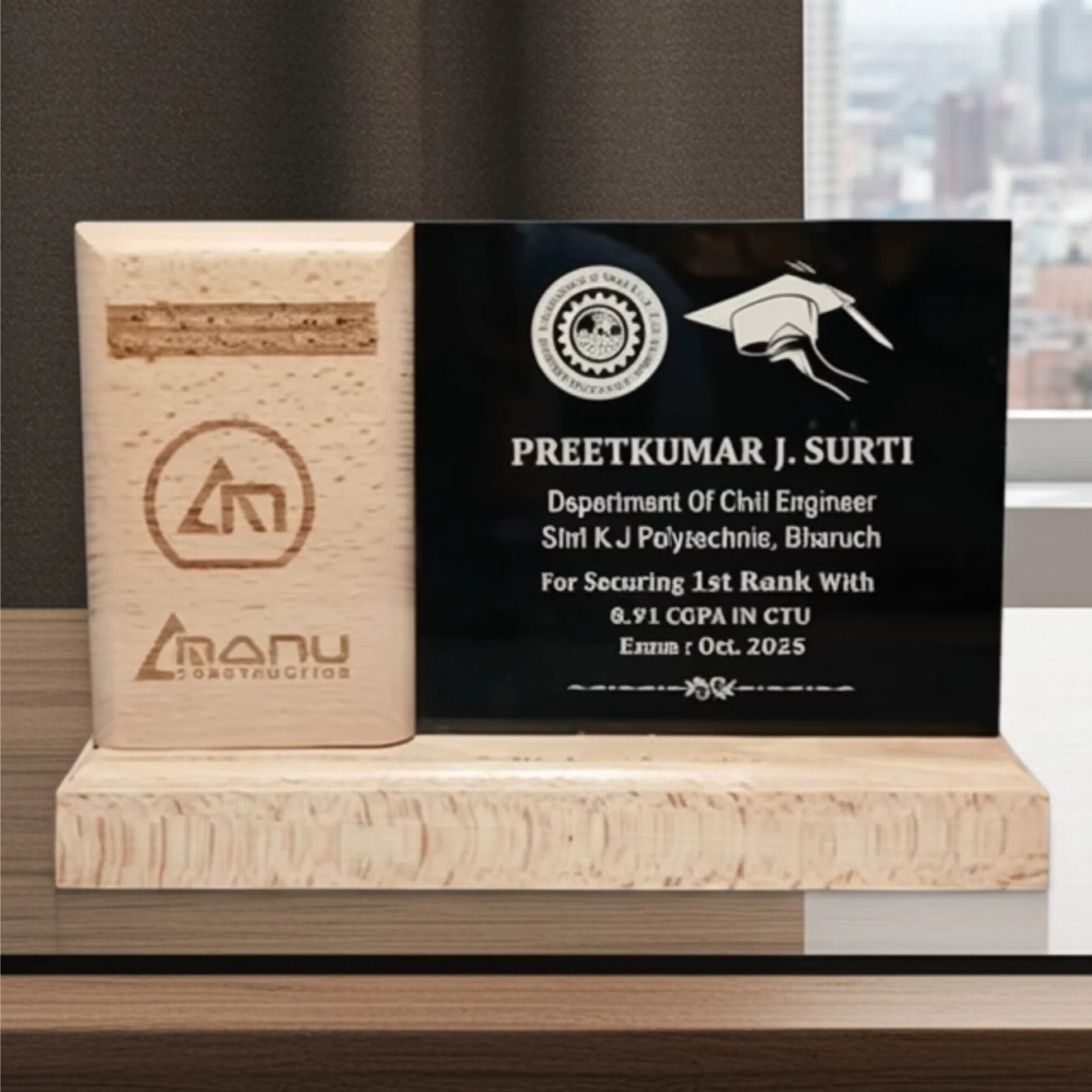 Customized Wooden Trophy for Special Recognition