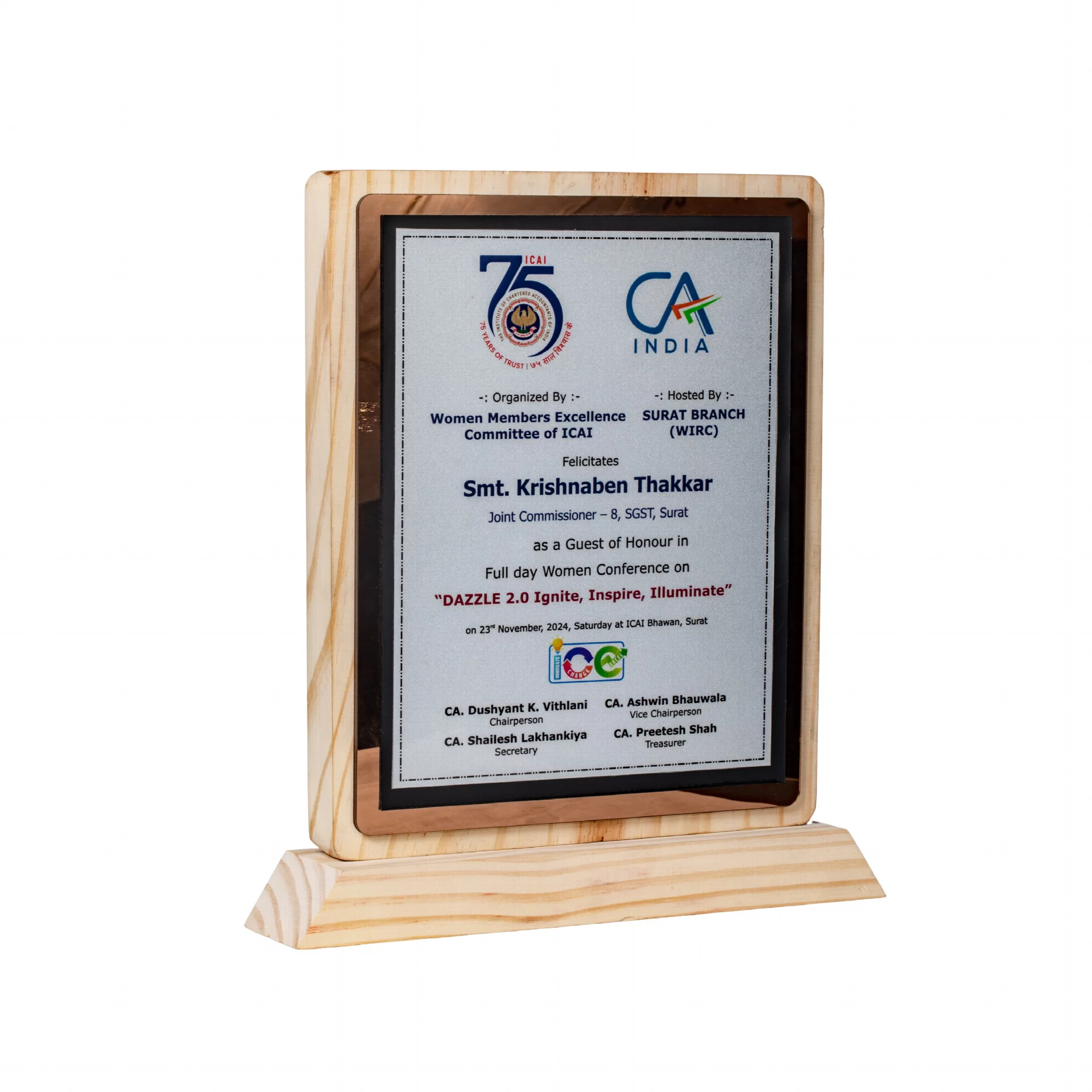 Customized Wooden Trophy for Special Recognition Silver