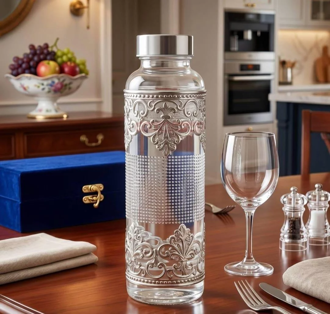 German Silver Glass Bottle with Luxury Gift Box