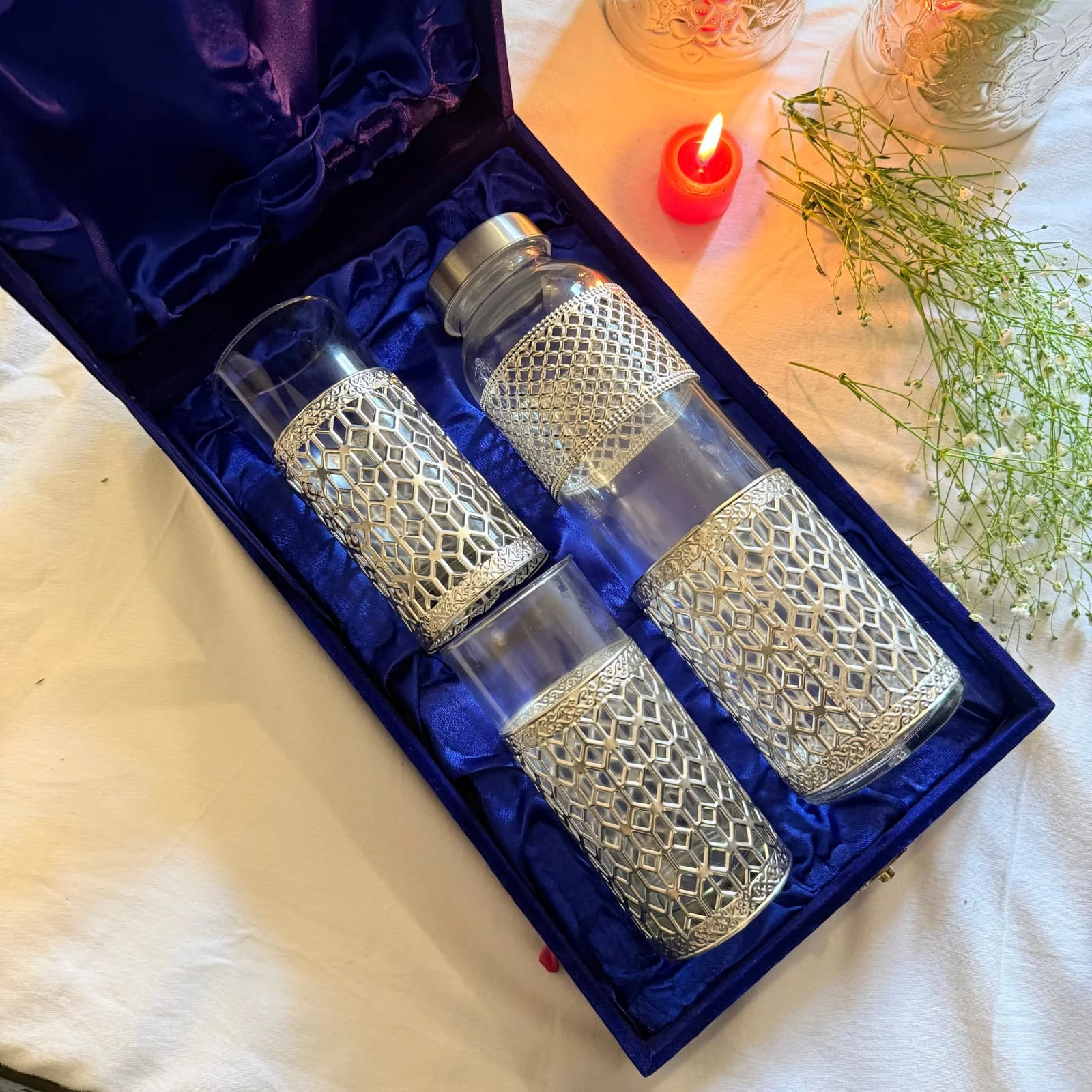 Trendy Glass Bottle Set German Silver Articles