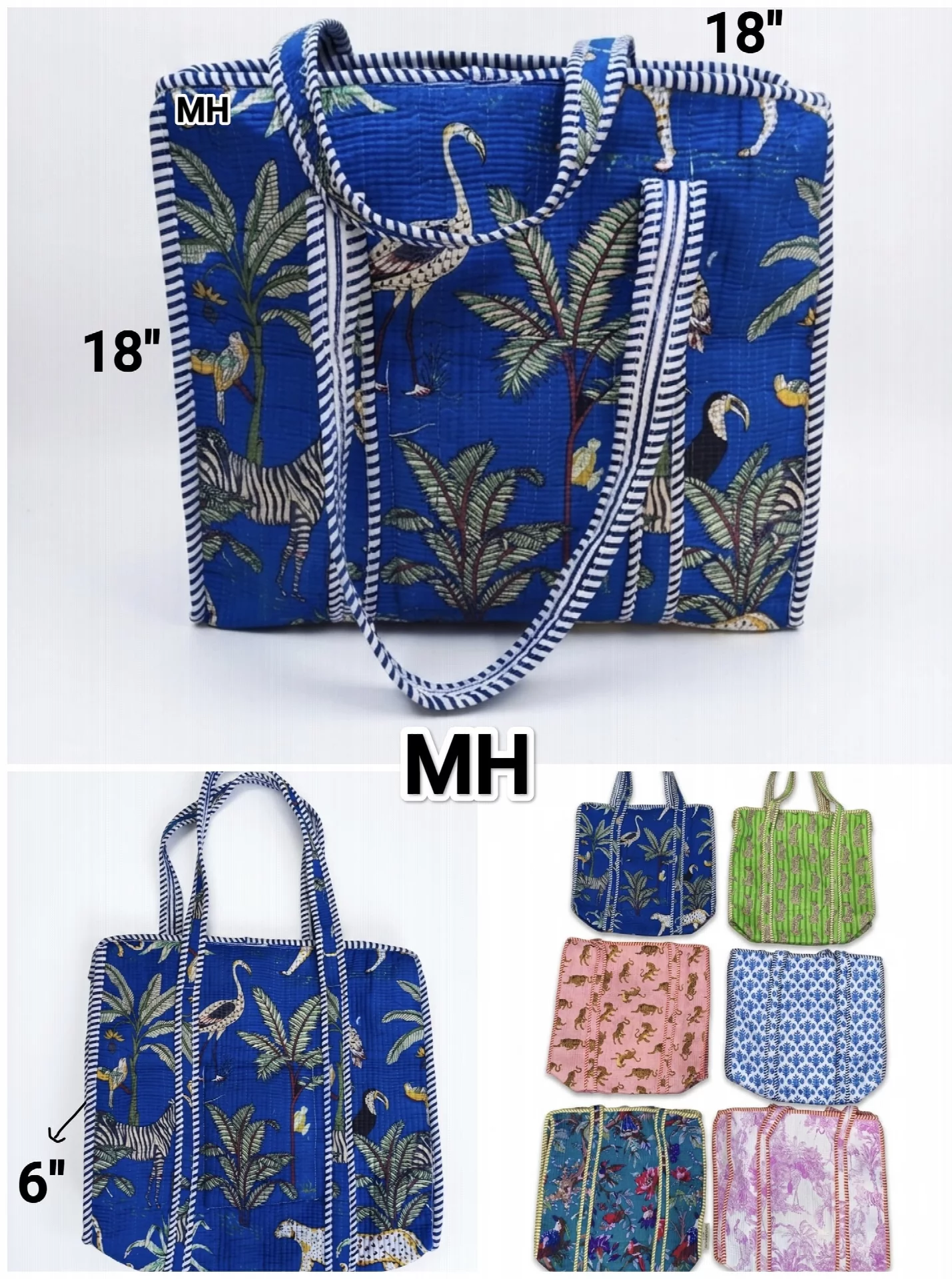 Quilted Cotton Tote Bag MAHALAXMI HANDICRAFTS 