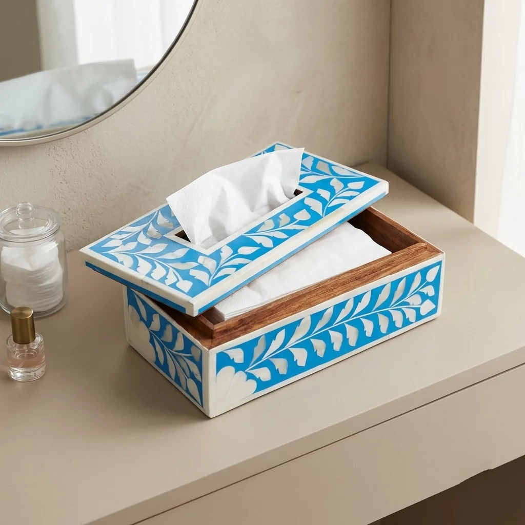 Bone Inlay Tissue Box