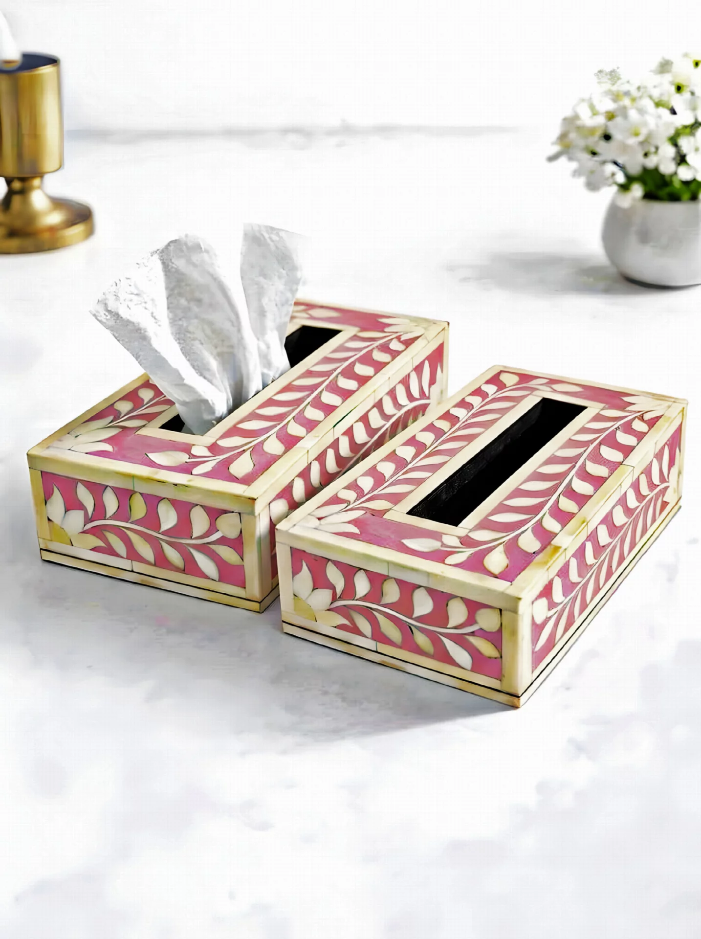 Bone Inlay Tissue Box