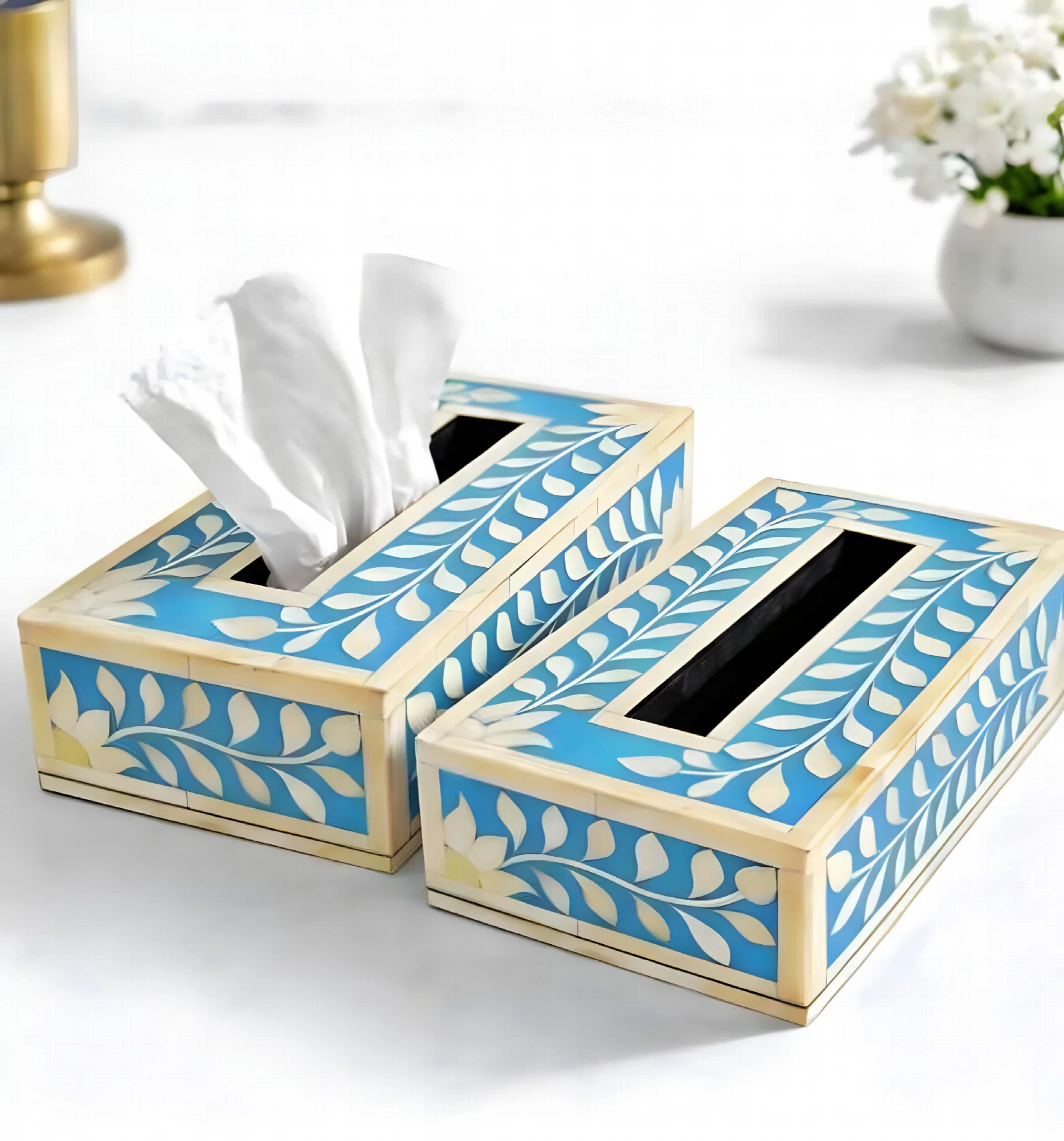 Bone Inlay Tissue Box