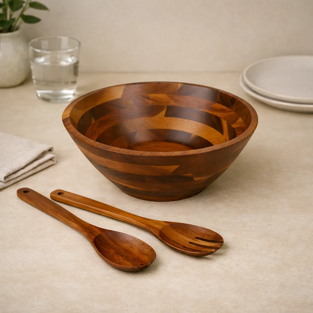 Premium Non-Stick Cooking Spoons & Salad Bowl Set