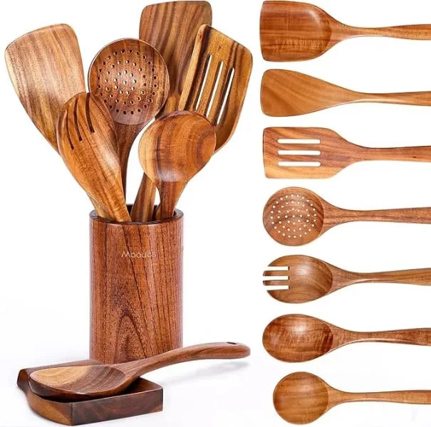 Premium Non-Stick Cooking Spoons & Salad Bowl Set