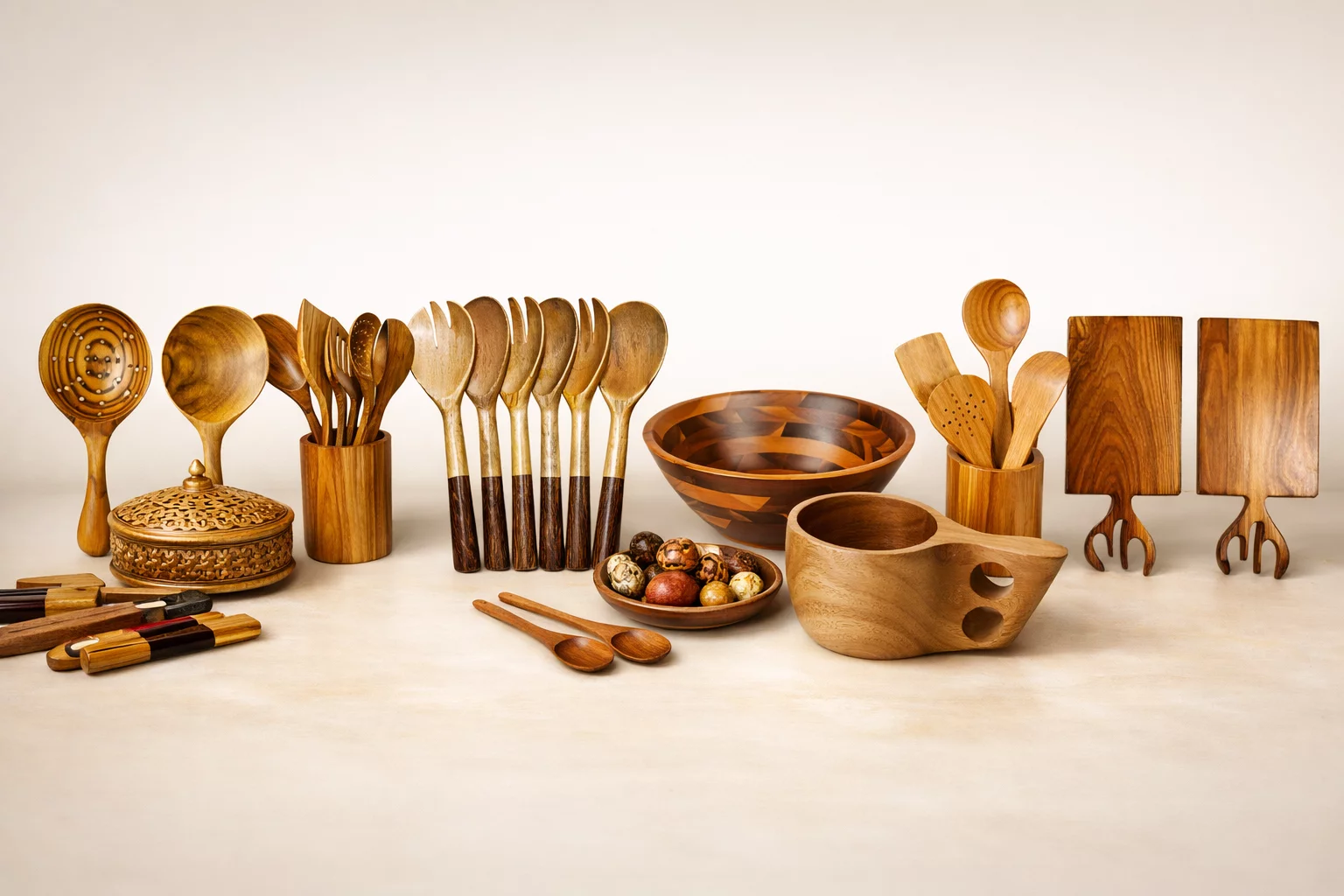 Premium Non-Stick Cooking Spoons & Salad Bowl Set