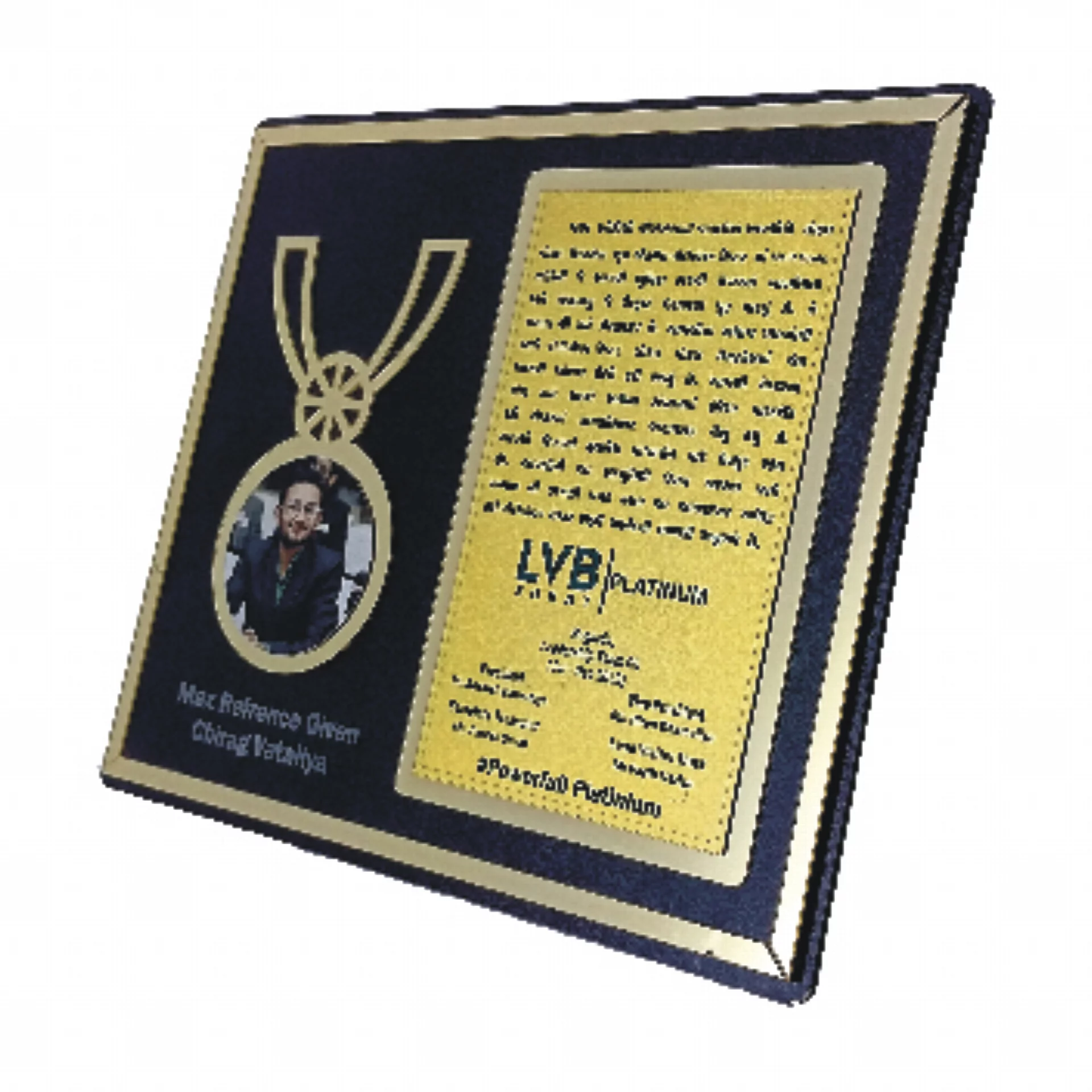 Corporate Recognition Wooden Plaque Golden Paper & Mirror