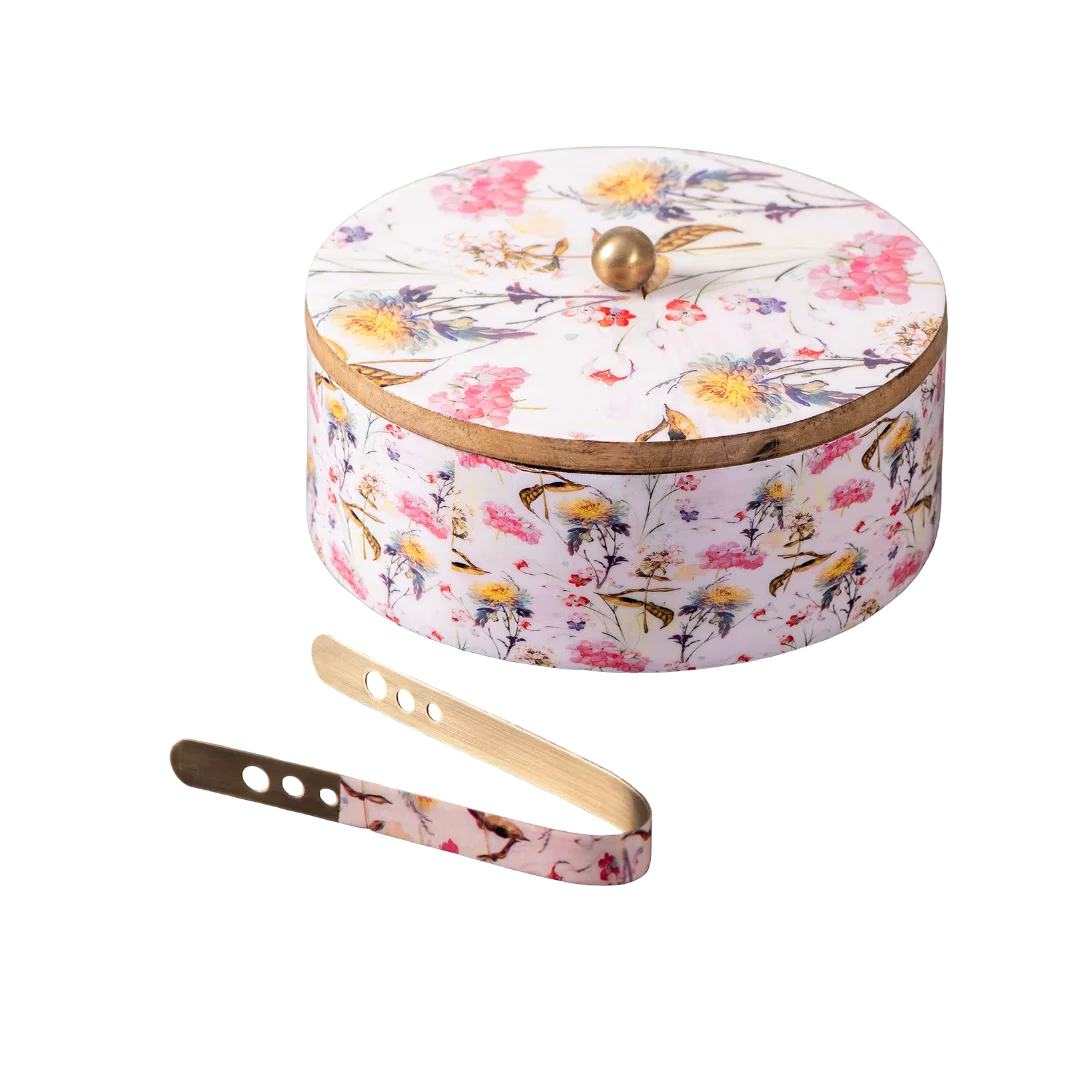 Handcrafted Floral Printed Wooden Dining Accessories