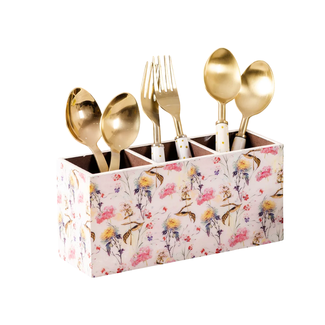 Handcrafted Floral Printed Wooden Dining Accessories