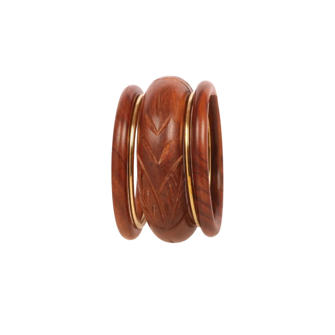 Handcrafted Wooden Bangles Set with Brass Inlay Hindustan Exports Saif Khan Sarai