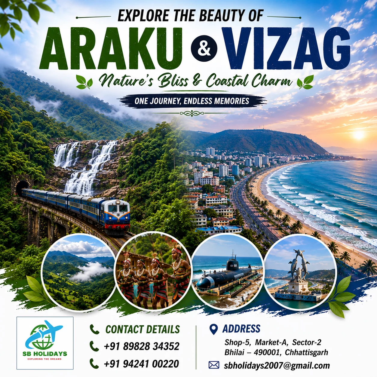ARAKU & VIZAG TOUR S B TRAVELS AND SERVICES SHOP NO 3 A MARKET SECTOR 2