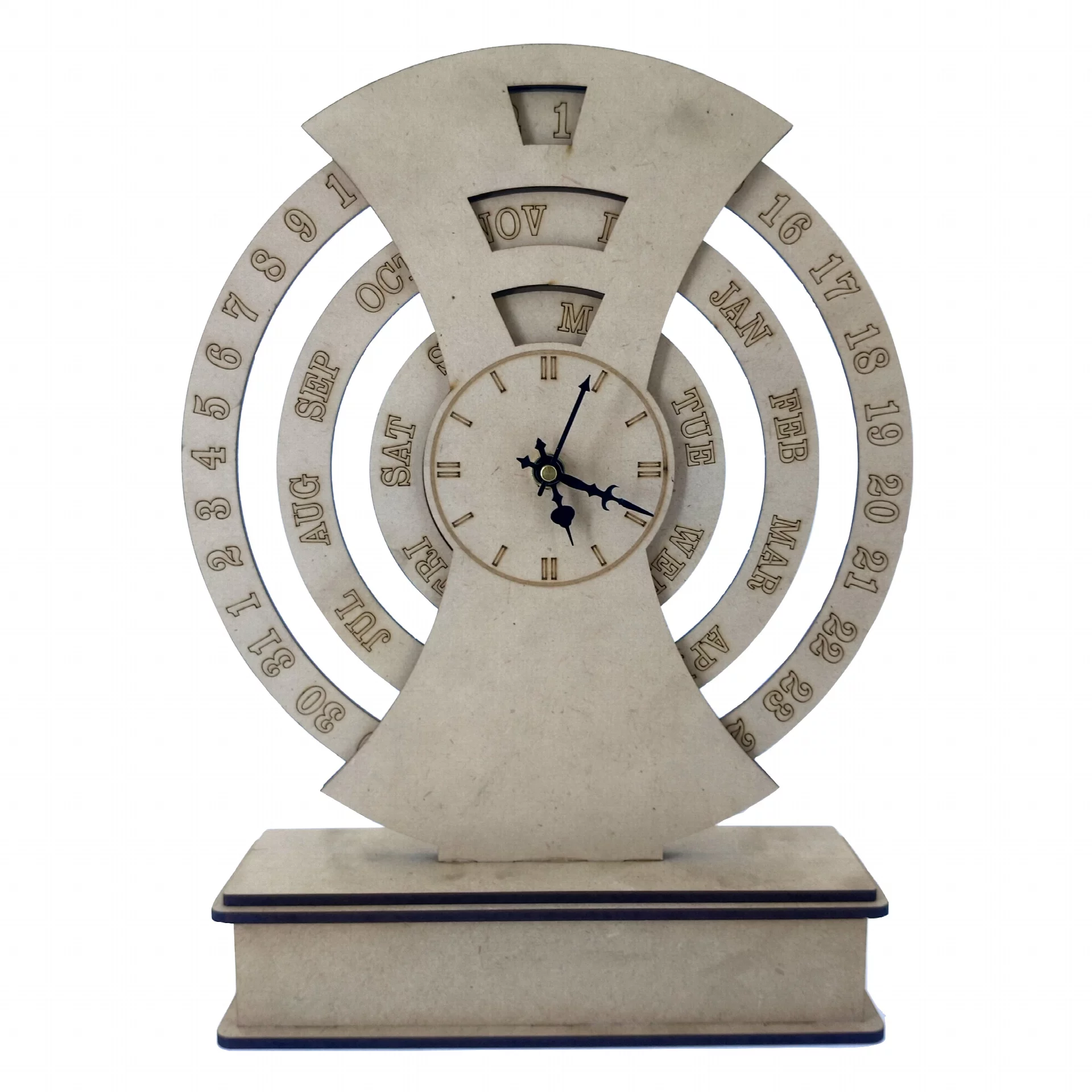 Wooden MDF Calendar Clock