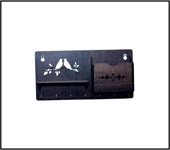 Kritziee Handcrafted MDF Wood Key Holder with Shelf & Mobile Stand – Wall-Mounted Organizer