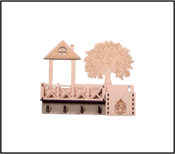 Kritziee Handcrafted MDF Wood Key Holder with Shelf & Mobile Stand – Wall-Mounted Organizer