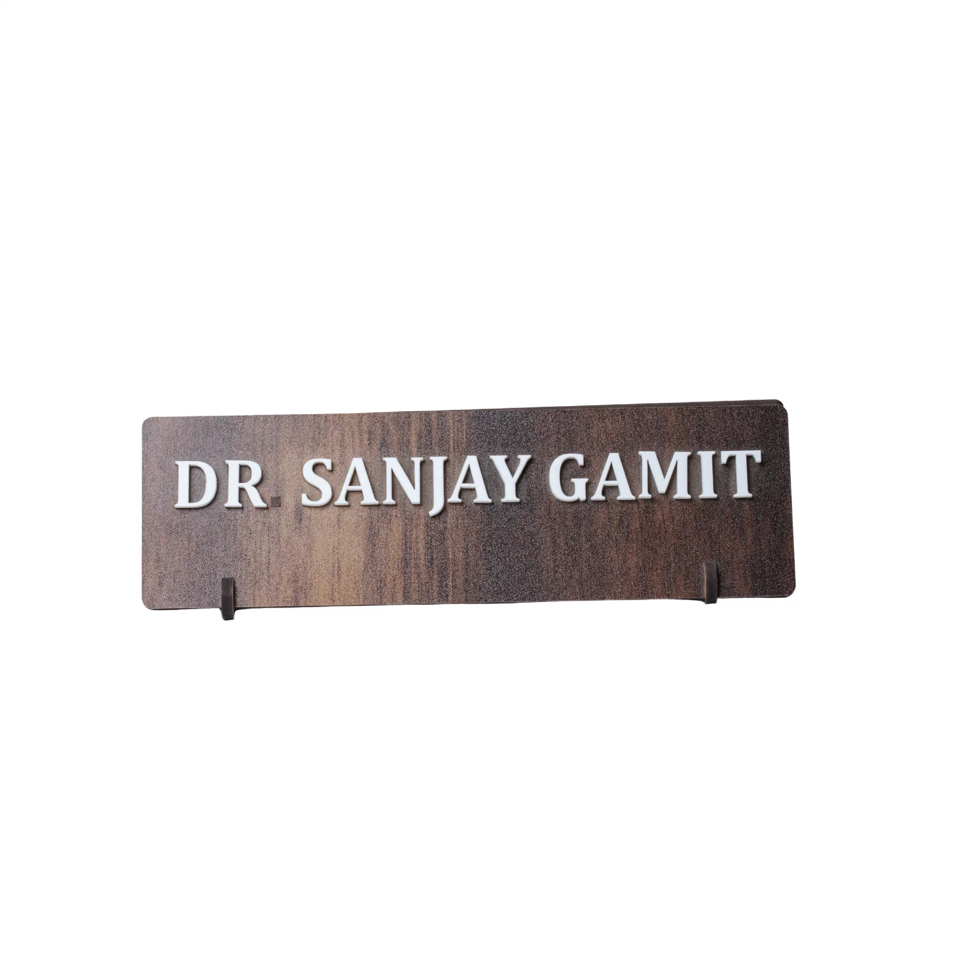 Personalised Beige Wooden Desk Name Plate