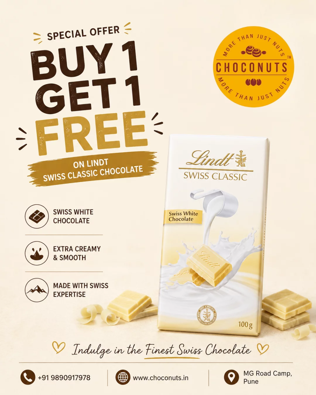 Lindt Swiss Classic White Chocolate Bar