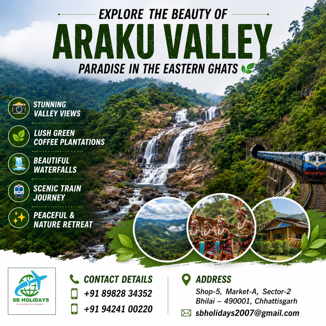Araku Valley Tour S B TRAVELS AND SERVICES SHOP NO 3 A MARKET SECTOR 2