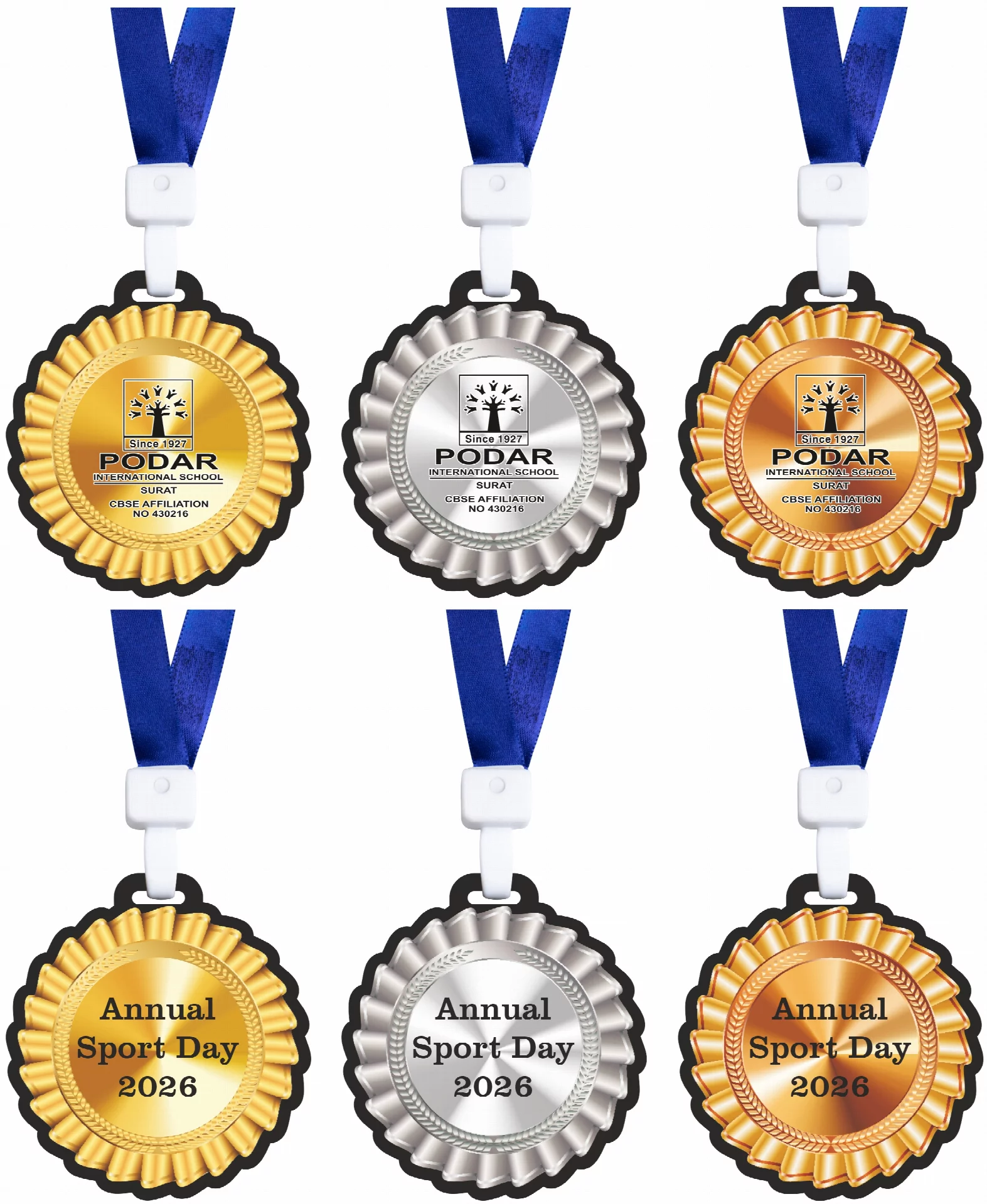 Premium Acrylic Glass Medal with Textured Gold Frame