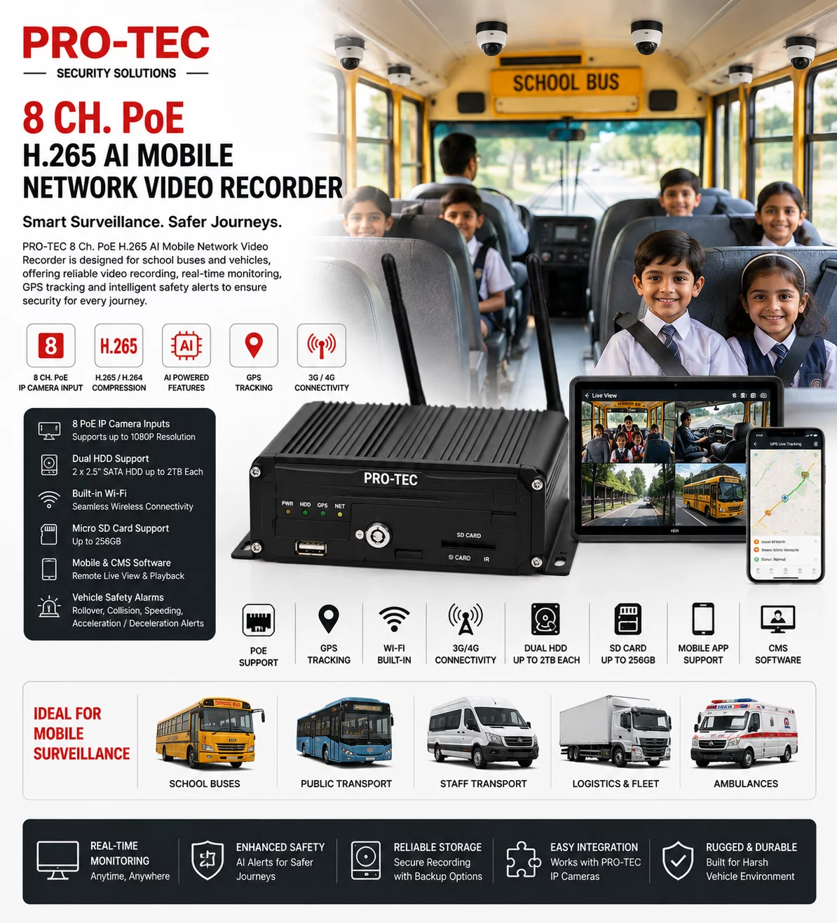 4Ch 8 Ch. PoE H.265 AI Mobile Network Video Recorder - CCTV  cameras near me Pro-Tec Services - Mosquito Screens, CCTV & Networking Services DOOR No.1-7, BAJI JUNCTION , OPPOSITE TO MANYNAM PLAZA , NARAVA ROAD , OLD AIRPORT ROAD