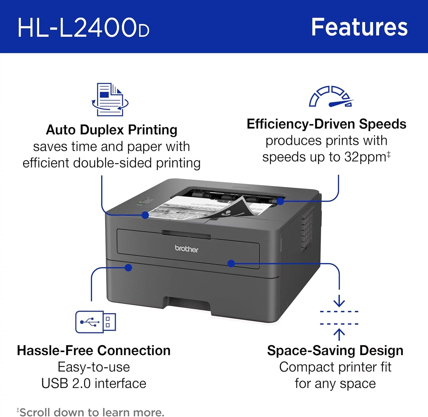 Brother HL-L2400D Mono Laser Printer(Print Only)