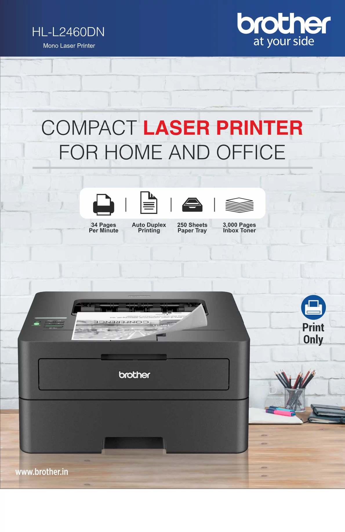 Brother HL-L2460DN Mono Laser Printer(Print Only)