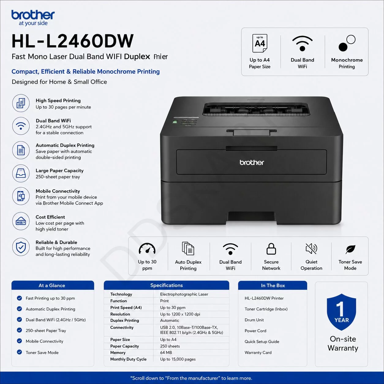 Brother HL-L2460DW Mono Laser Printer (Print Only) CENTRONIX COMPUTERS 📍 M4, Navrang Plaza, 35, Sneh Nagar, Sapna Sangeeta Main Road, Indore (M.P.) – 452001