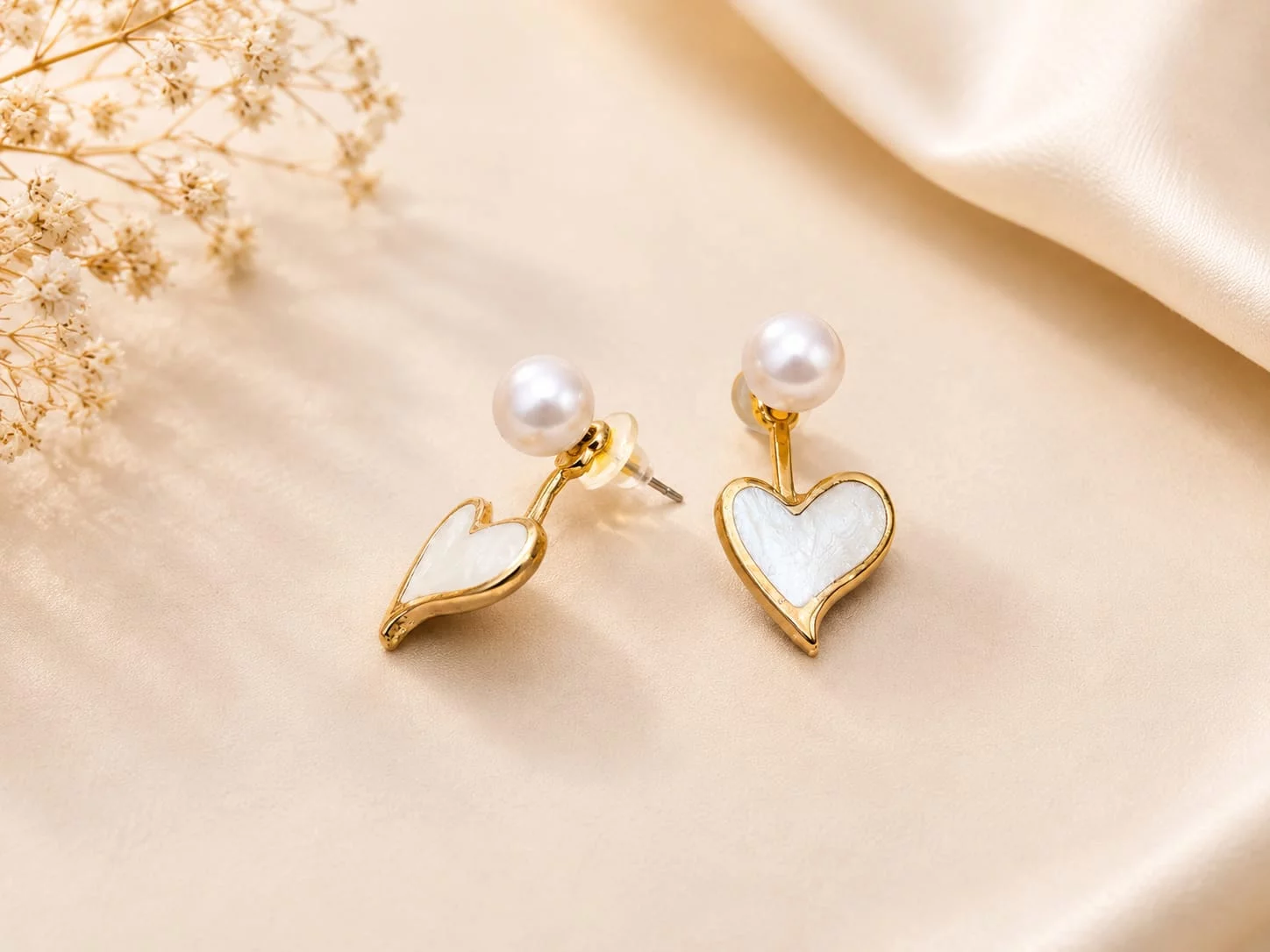 Korean Style Double Heart Pearl Studs Kairavi Vijay Nagar, Indore, Madhya Pradesh 452010, India