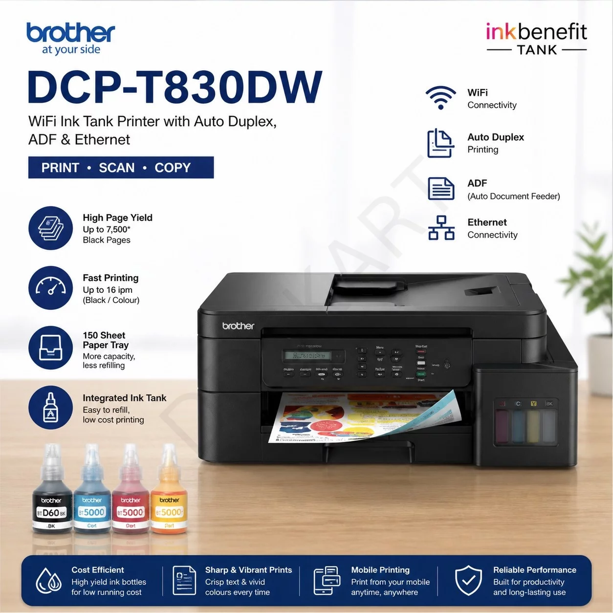Brother DCP-T830DW Multifunction (Print / Scan / Copy) Ink Tank Printer