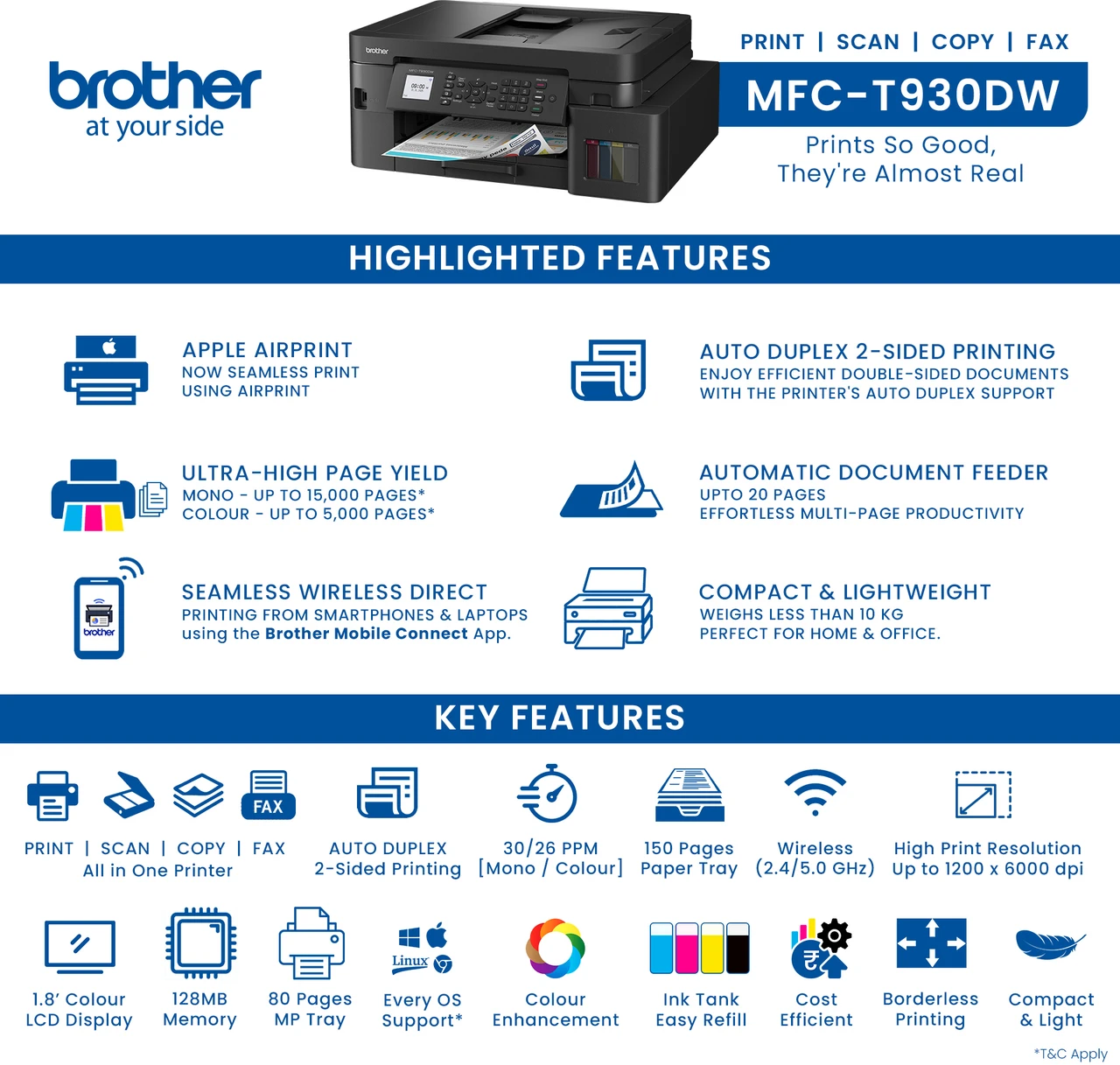 Brother MFC-T930DW Multifunction (Print / Scan / Copy / Fax) Ink Tank Printer CENTRONIX COMPUTERS 📍 M4, Navrang Plaza, 35, Sneh Nagar, Sapna Sangeeta Main Road, Indore (M.P.) – 452001