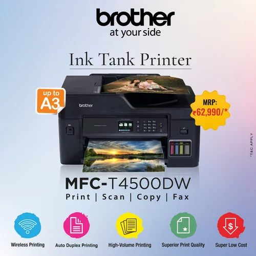 Brother MFC-T4500DW Multifunction (Print / Scan / Copy / Fax) Ink Tank Printer CENTRONIX COMPUTERS 📍 M4, Navrang Plaza, 35, Sneh Nagar, Sapna Sangeeta Main Road, Indore (M.P.) – 452001