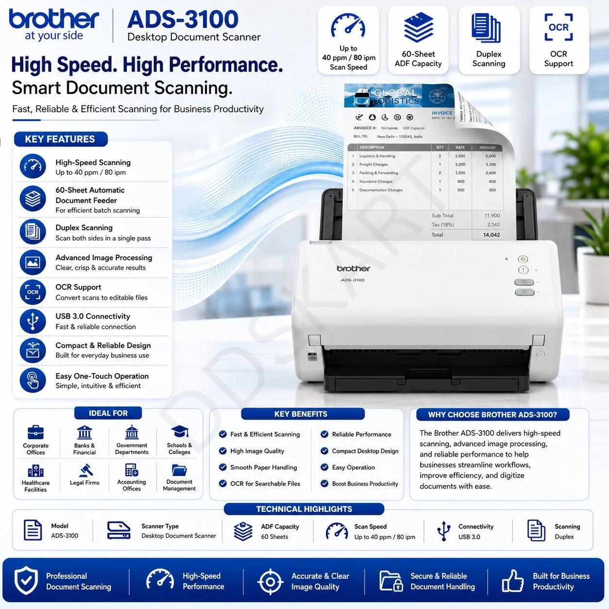 Brother ADS-3100 Document Scanners (scan)