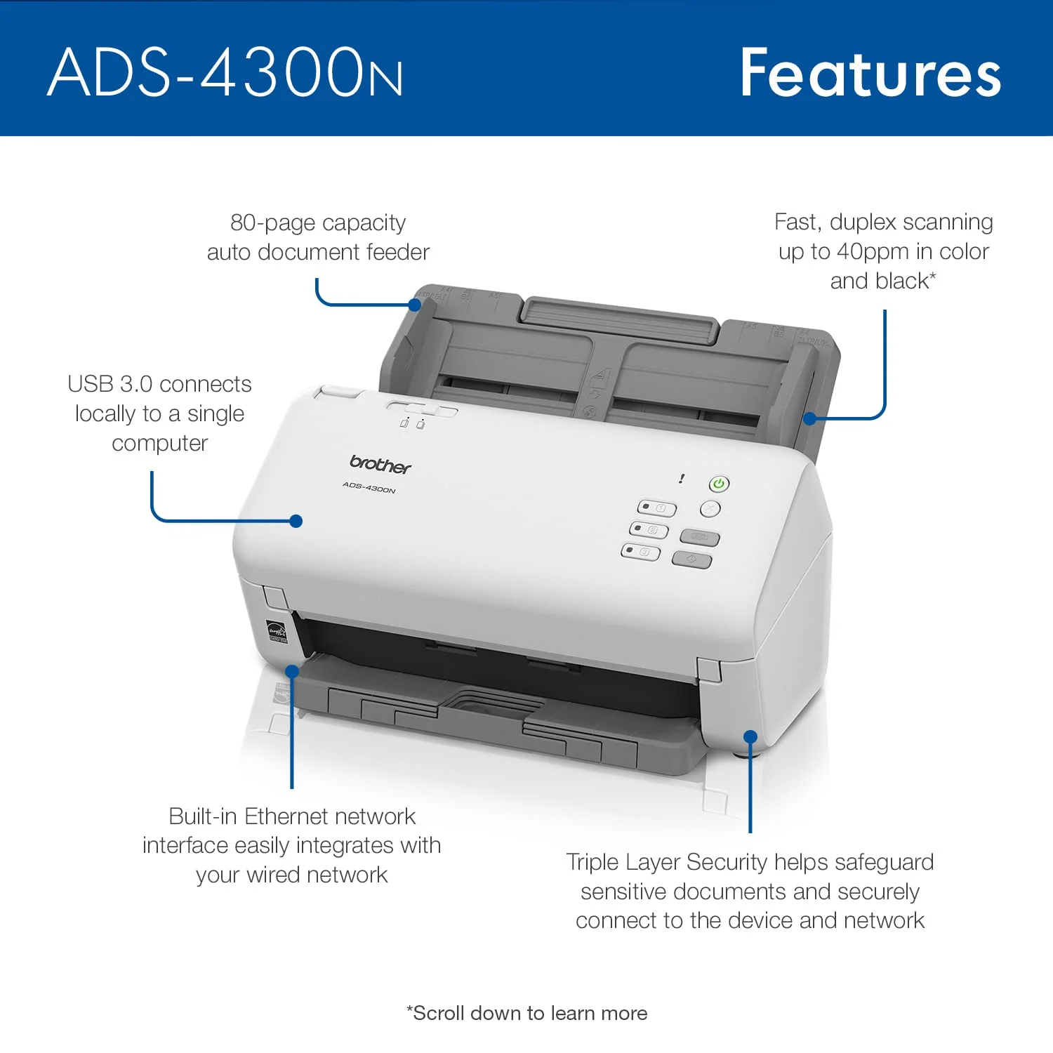 Brother ADS-4300N Document Scanners (scan)