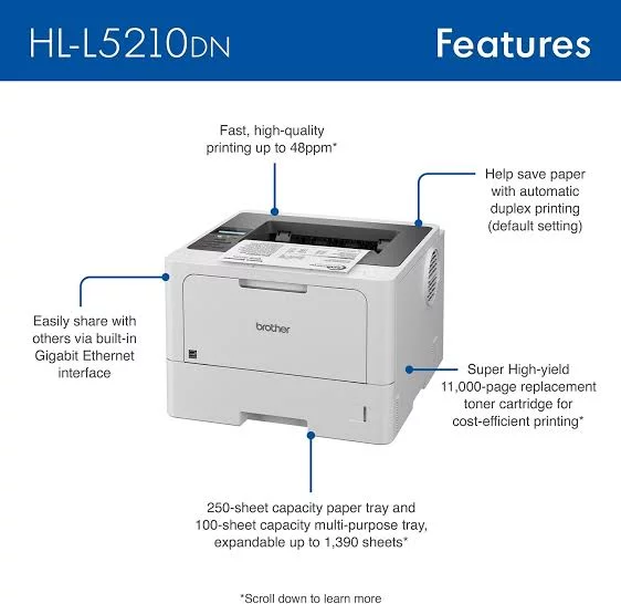 Brother HL-L5210DN Mono Laser Printer(Print Only)