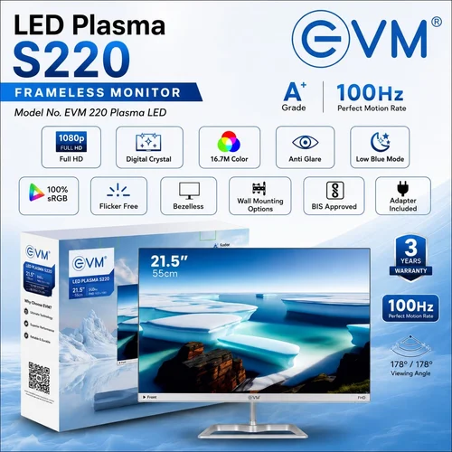 EVM LED Plasma S220 Frameless Monitor CENTRONIX COMPUTERS 📍 M4, Navrang Plaza, 35, Sneh Nagar, Sapna Sangeeta Main Road, Indore (M.P.) – 452001