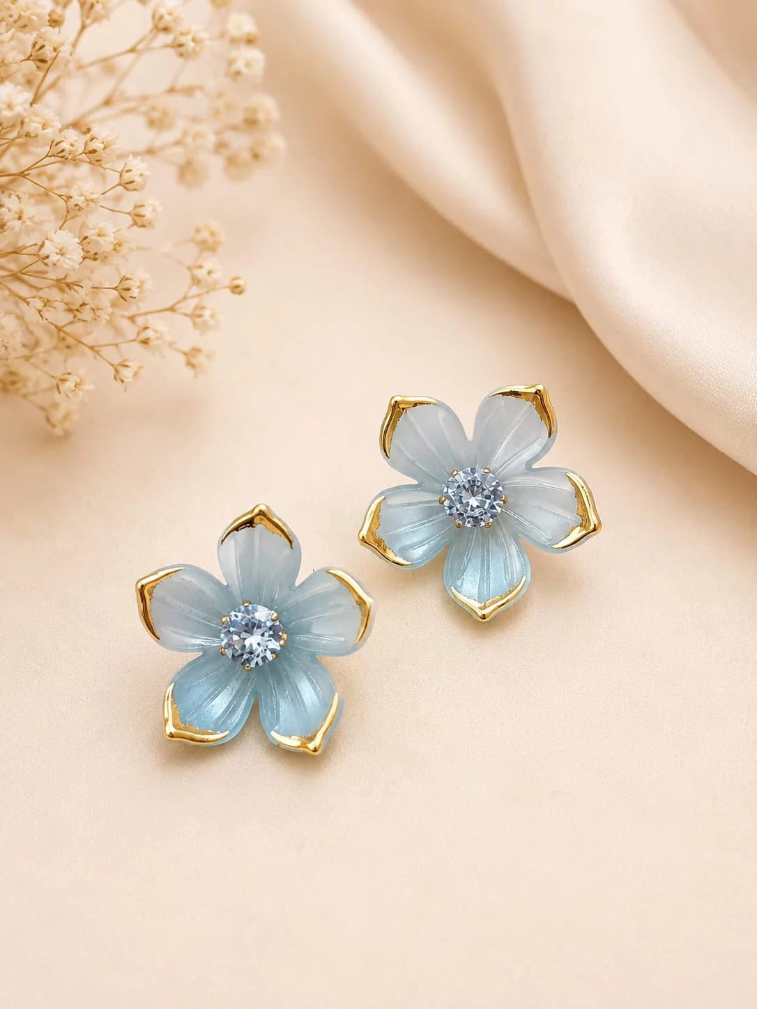 Korean Style Pastel Blue Floral Studs Kairavi Vijay Nagar, Indore, Madhya Pradesh 452010, India