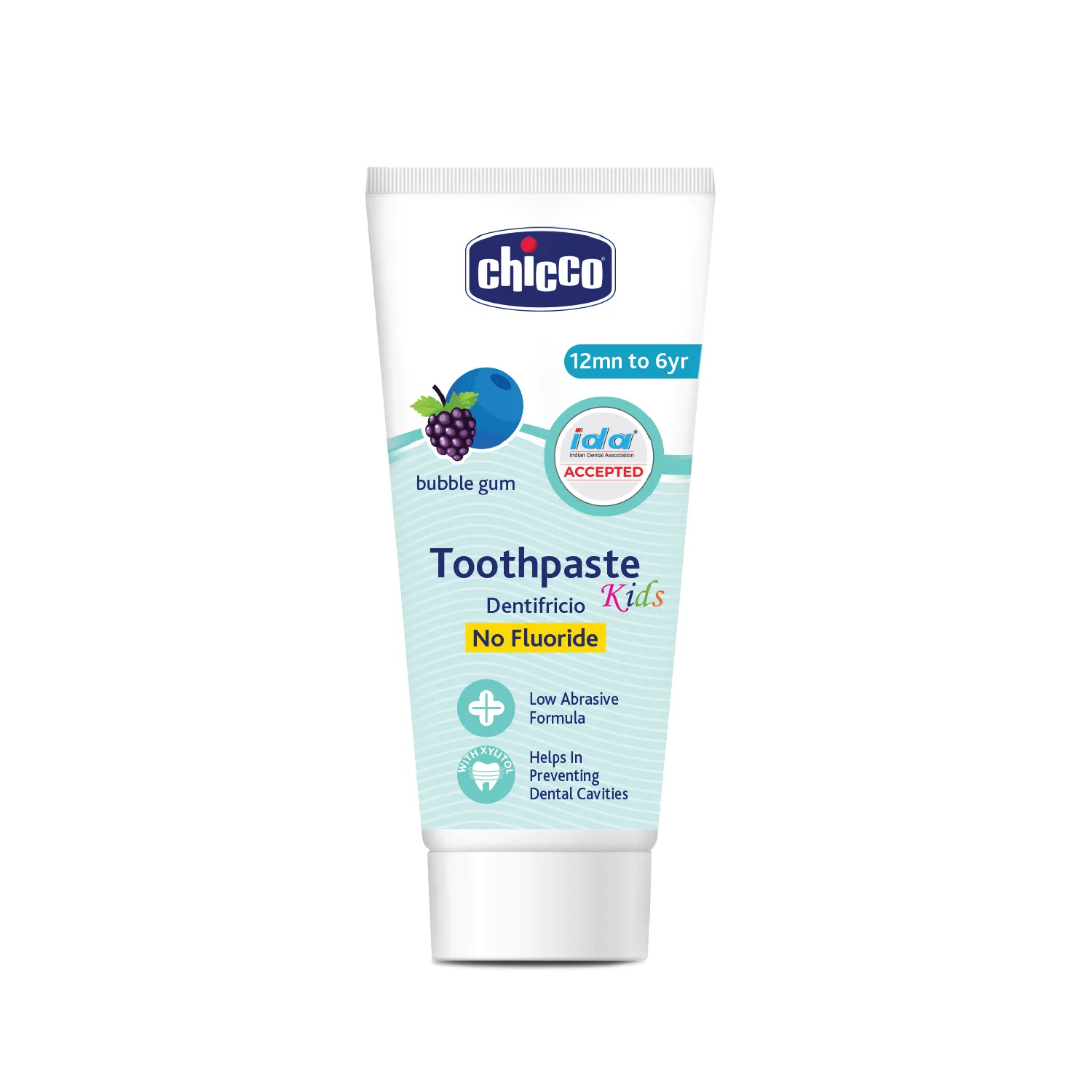 Chicco Bubble Gum Toothpaste Dentifrico No Fluoride 12mn to